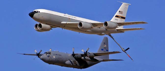 Boeing KC-135R Stratotanker 61-0320 and Lockheed C-130H Hercules 89-9101 of the 908th Air Mobility Wing